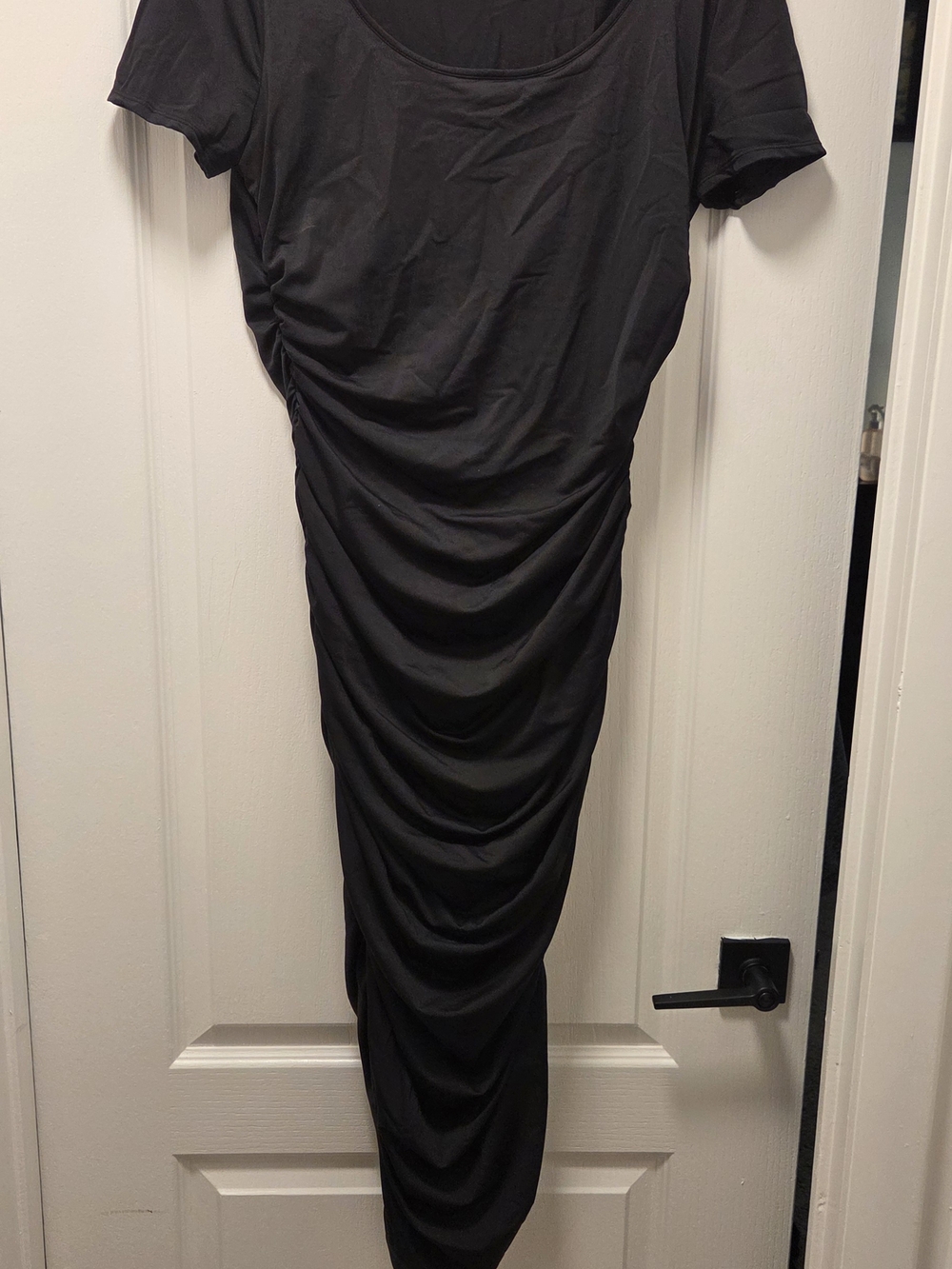 Shoe Dazzle Black Ruched Midi Dress XL